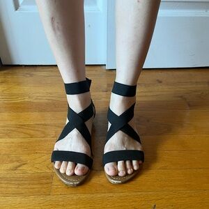 Free People Coconuts Hannah Stretch Gladiator Sandal Black Size 7